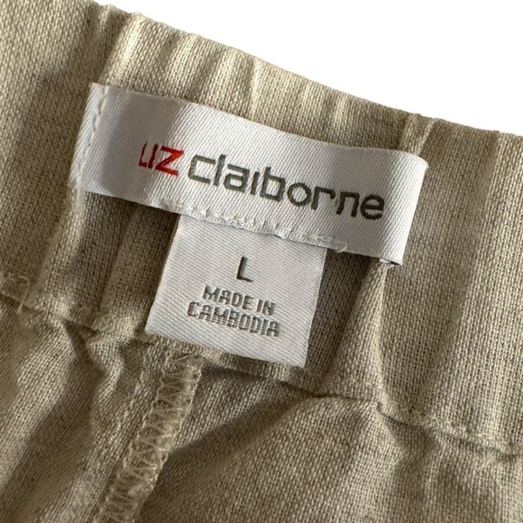 NWT Liz Claiborne Linen Cotton Blend Pants Flax cream beige women’s large - Picture 4 of 9